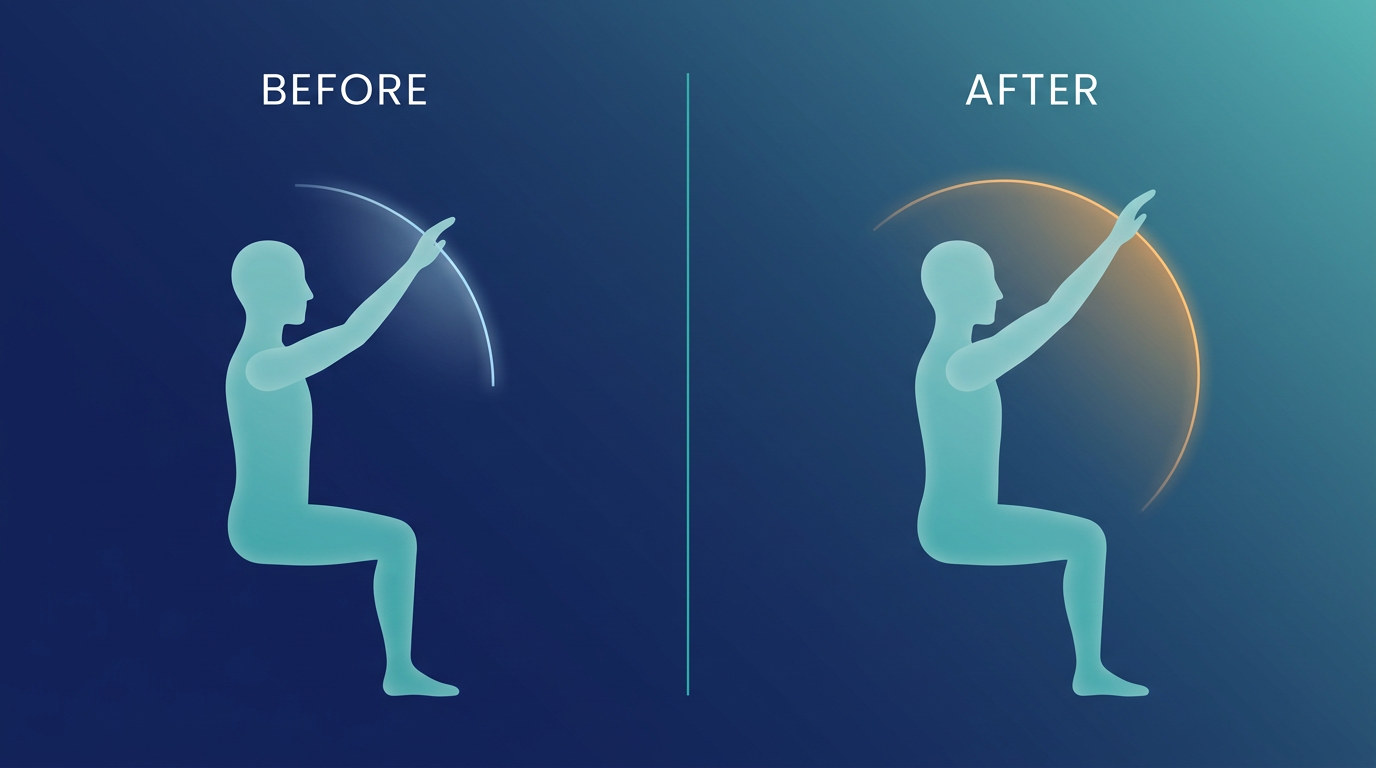 Before and after range of motion testing during an orthopedic massage session in Los Altos, CA
